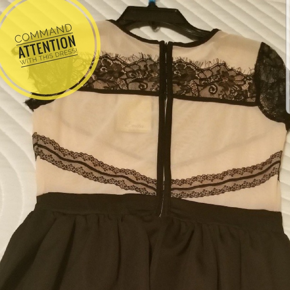 Lace cap sleeve evening dress